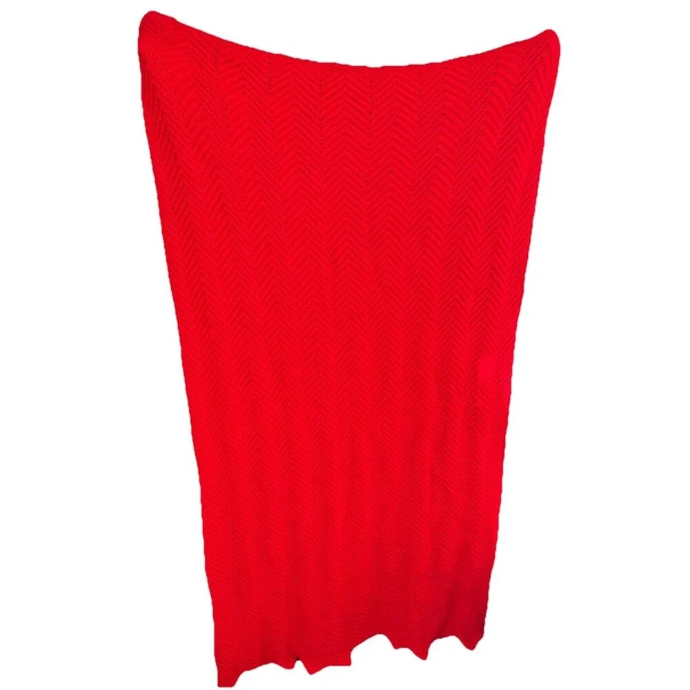 Red hand crocheted throw/Afghan/Christmas/ Holidays